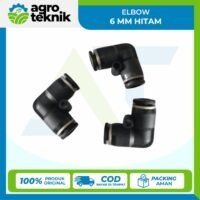 Konektor Fitting Slip Lock Elbow 6 mm Hitam 3 pcs